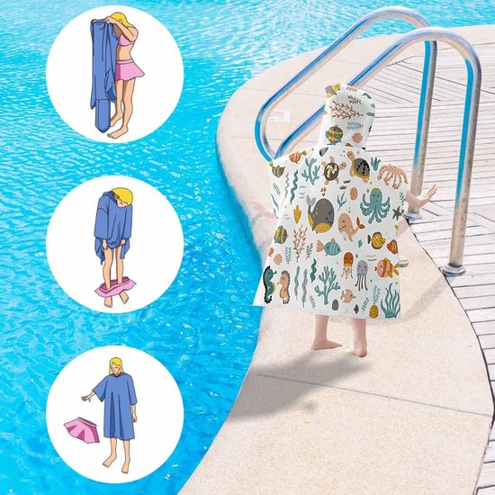 LÄSSIG Kinderbadponcho van mousseline met capuchon/Muslin Poncho Powder Blue