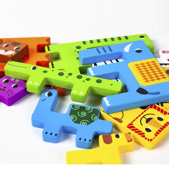 Kihhvlo Houten puzzel voor kinderen - 6 stuks Montessori