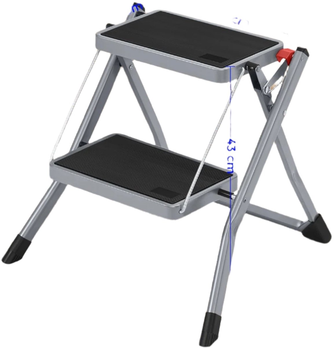 2 -niveau vouwstap ladder - handelsgeleider - hoge stabiliteit - niet -slip stappen - 50 cm x 3,5 cm x 55,5 cm