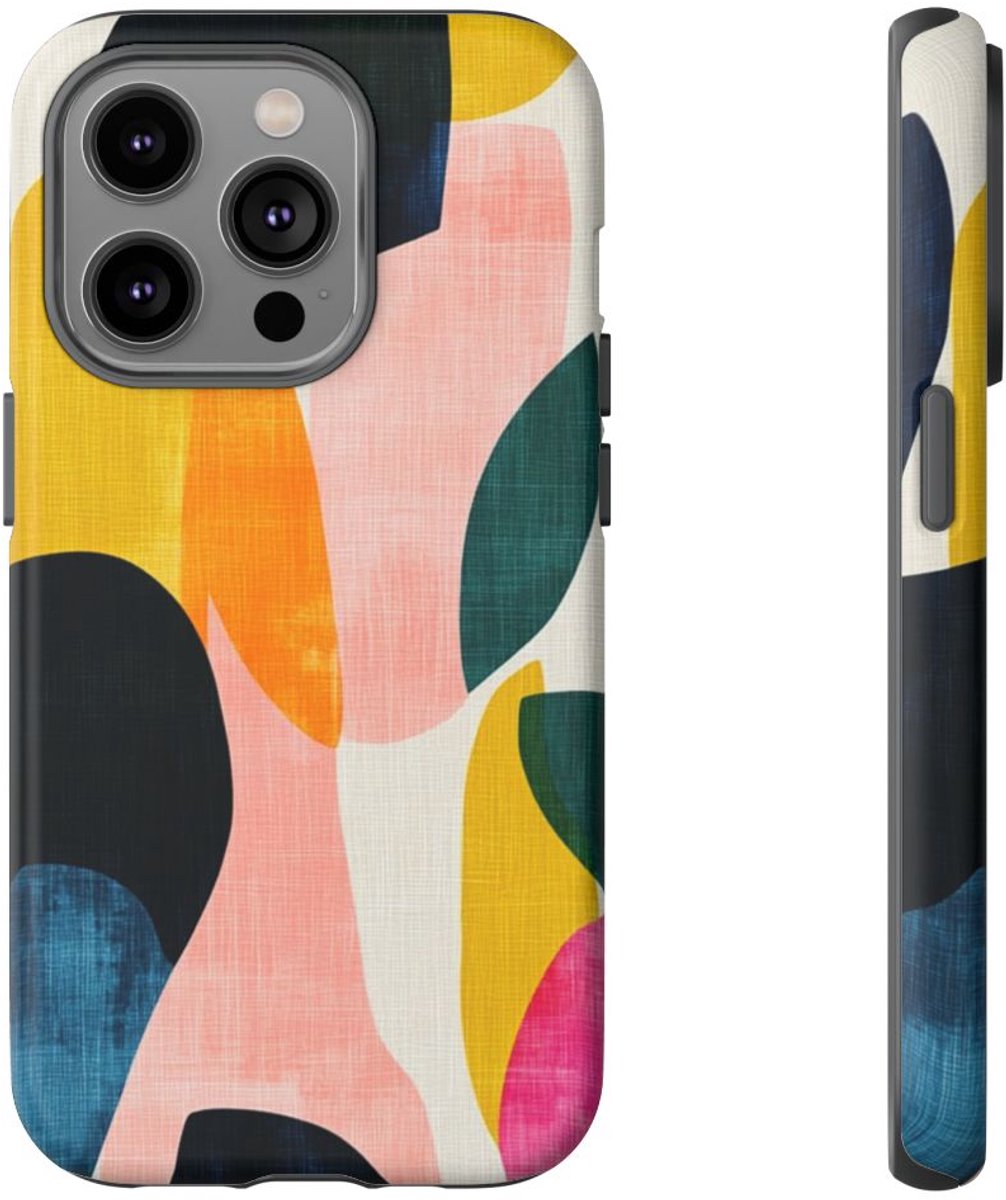 Abstracte Kleurrijke Vormenpatroon – Telefoonhoesje Geschikt voor iPhone 14 Pro