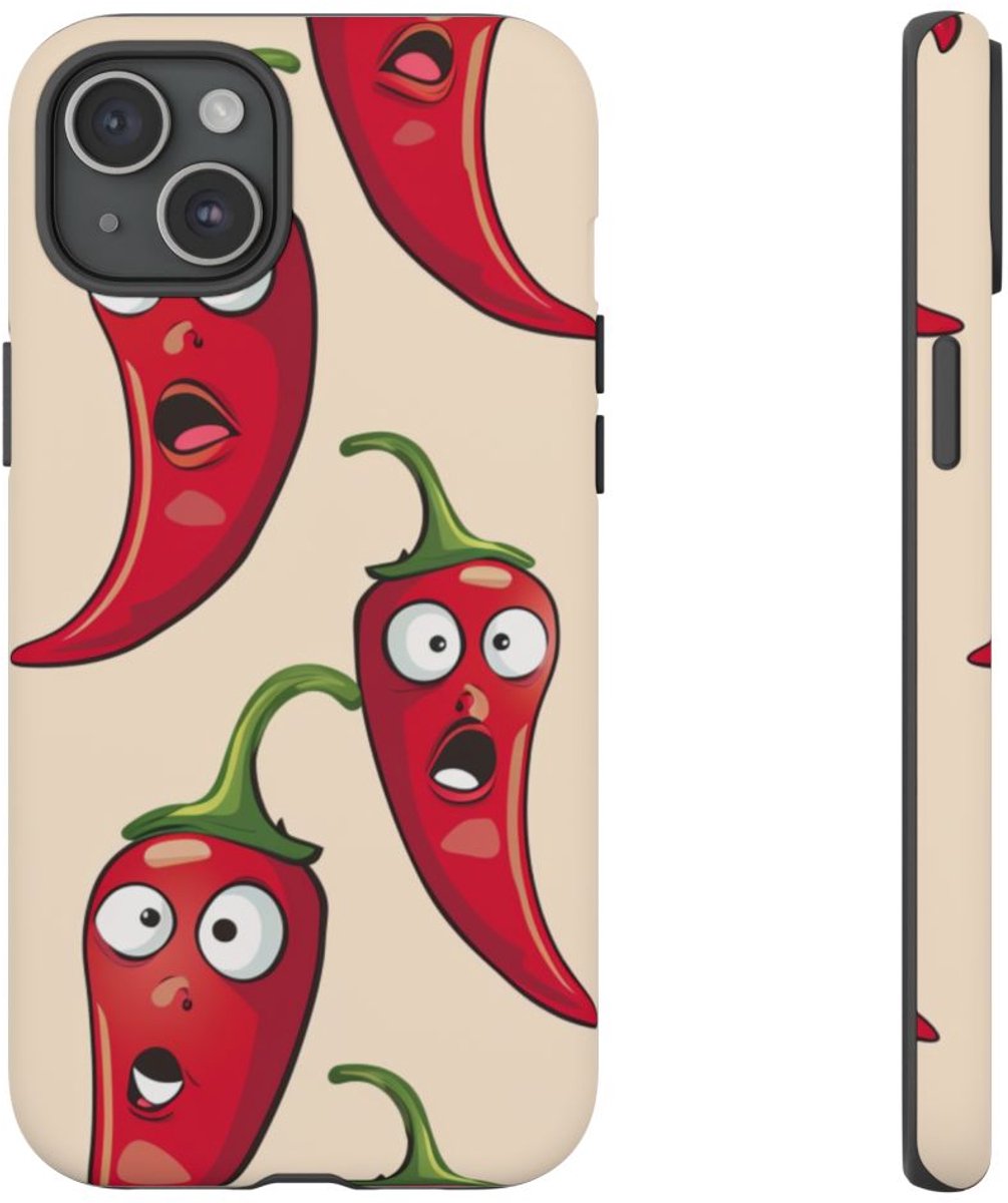 Grappig Rood Chilipeperpatroon – Telefoonhoesje Geschikt voor iPhone 15 Plus