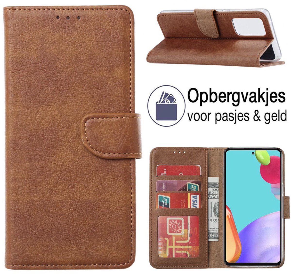 Geschikt voor Samsung Galaxy S25 Hoesje - Book Case portemonnee hoesje Bruin - EPICMOBILE