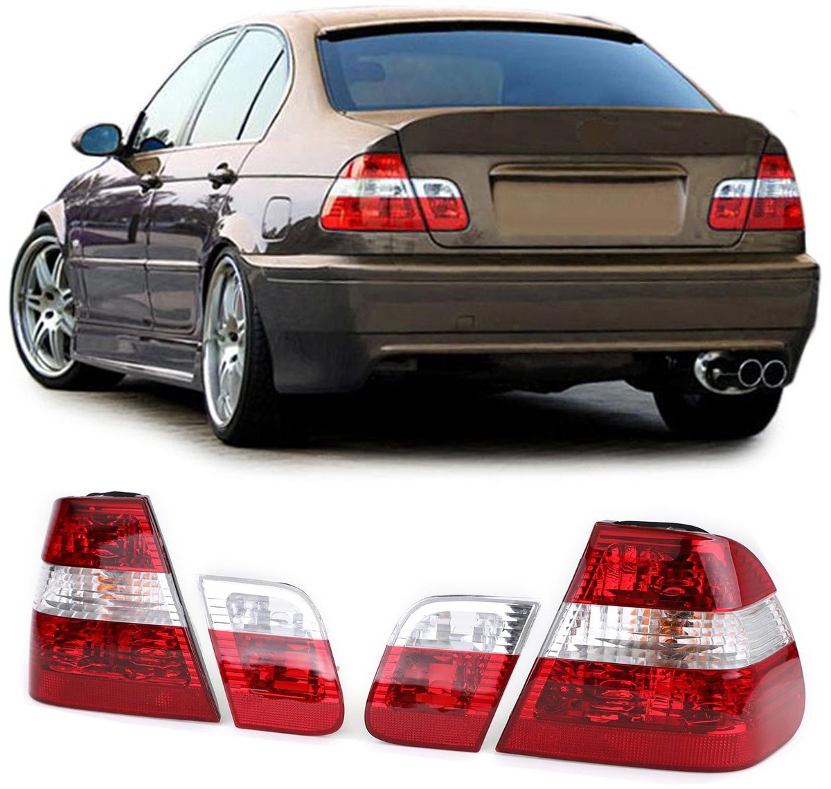 Rood Heldere Achterlichten Voor Bmw 3 Serie E46 Sedan 1998 t/m 2001 Facelift Look