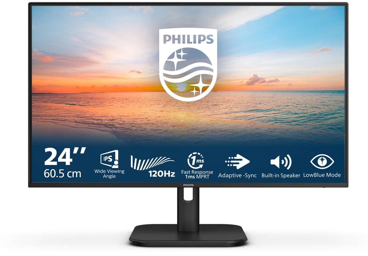 Philips 1000 series 24E1N1200A/00 computer monitor 60,5 cm (23.8") 1920 x 1080 Pixels Full HD LCD Zwart