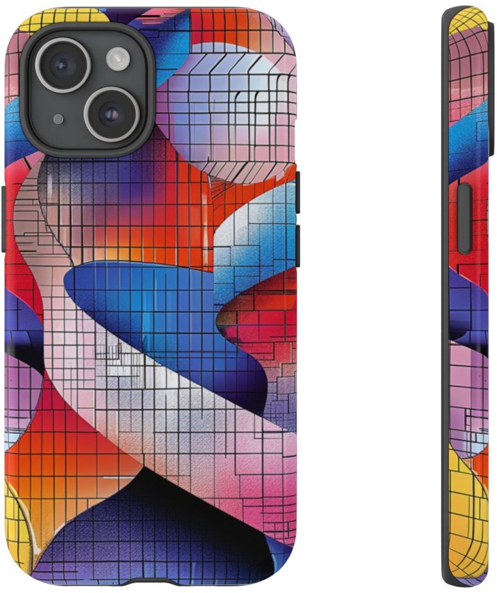 Kleurrijk Abstract Dubbele Helixpatroon – Telefoonhoesje Geschikt voor iPhone 15