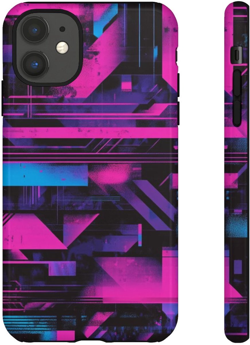 Neon Geometrisch Abstract Patroon – Telefoonhoesje Geschikt voor iPhone 11