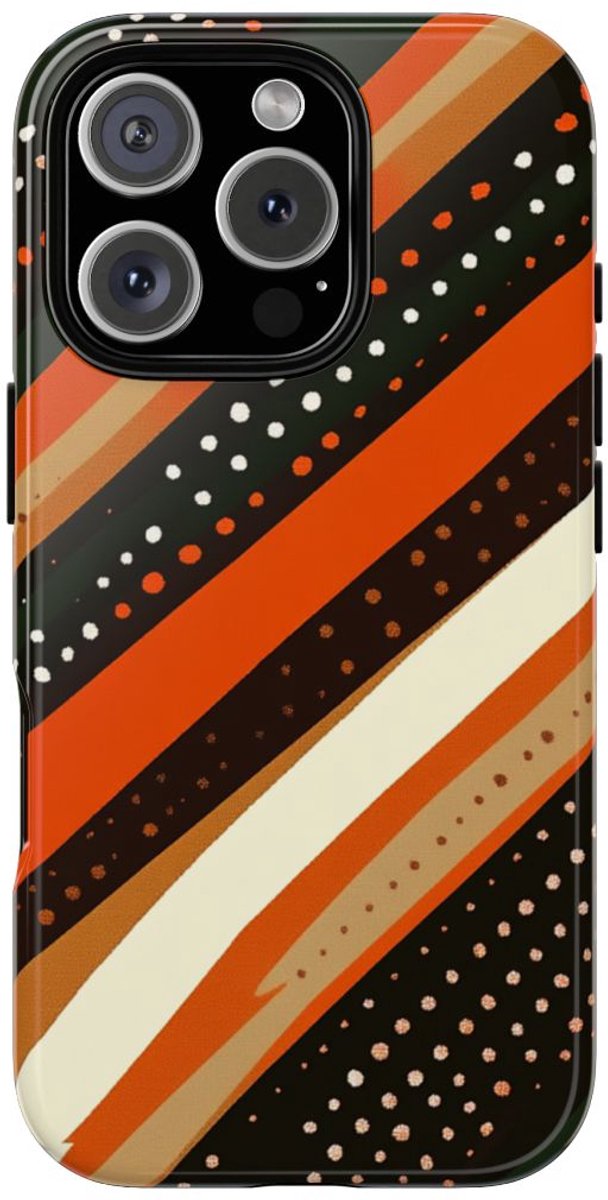 Retro Aardetinten Gestreept Patroon – Telefoonhoesje Geschikt voor iPhone 16 Pro