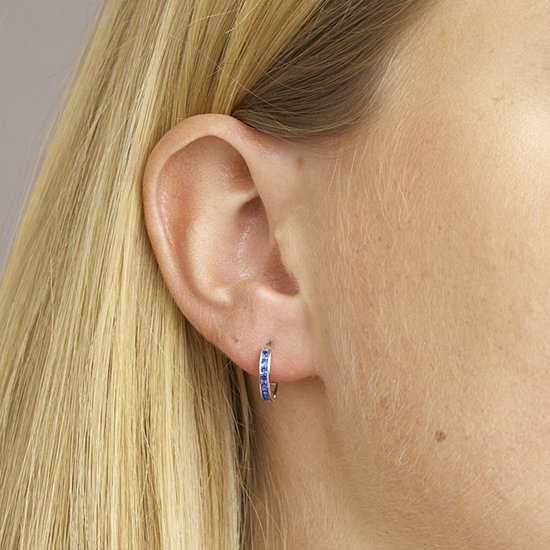 GLAMS - Boucles d'oreille à clapet Synth. Saphir - Argent