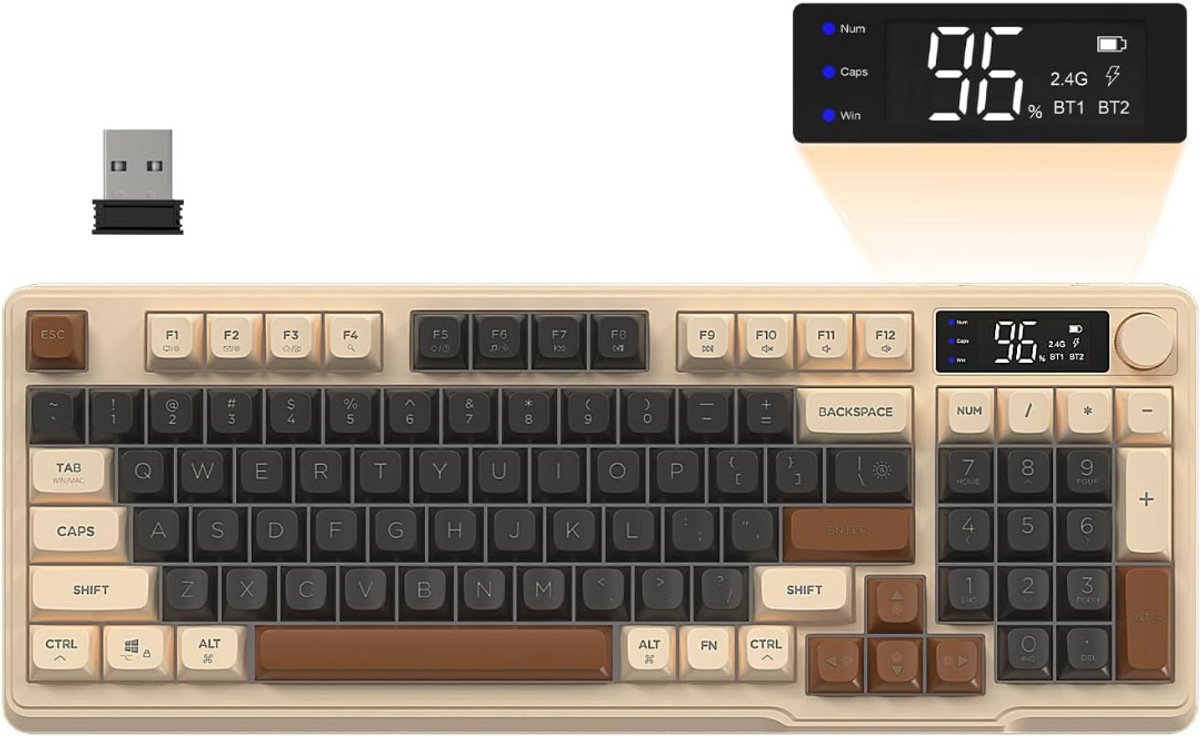 Mechanisch Toetsenbord Gaming - Crème en bruin - Bol