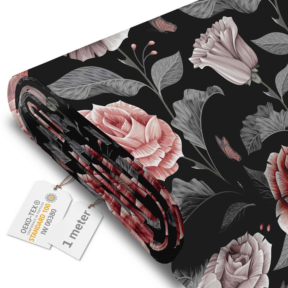 DreamRoots Canvas Waterdicht - Meubelstof per meter 160 cm breed - Waterafstotende stof 220 g/m2 600D - Zonneschermstof Waterdicht per meter Dark Vintage Floral 1M