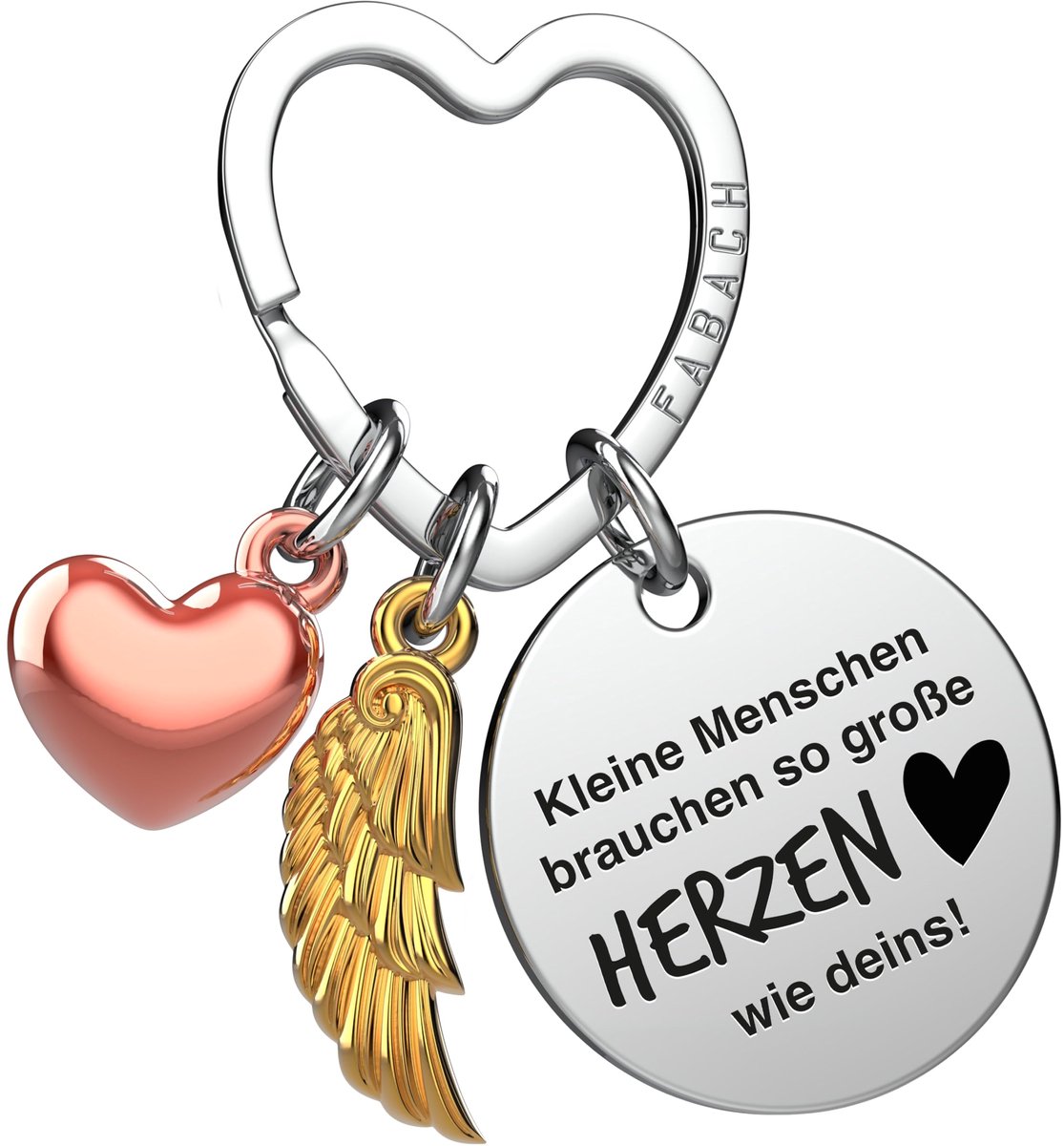 FABACH Beste Educatieve Sleutelhanger Beschermengel Geluksbrenger met Hart en Gravure - Afscheid Leraar Cadeaus Educatieve Sleutelhanger - Kleuterschool Leraar Dank U Wel Engel Cadeau