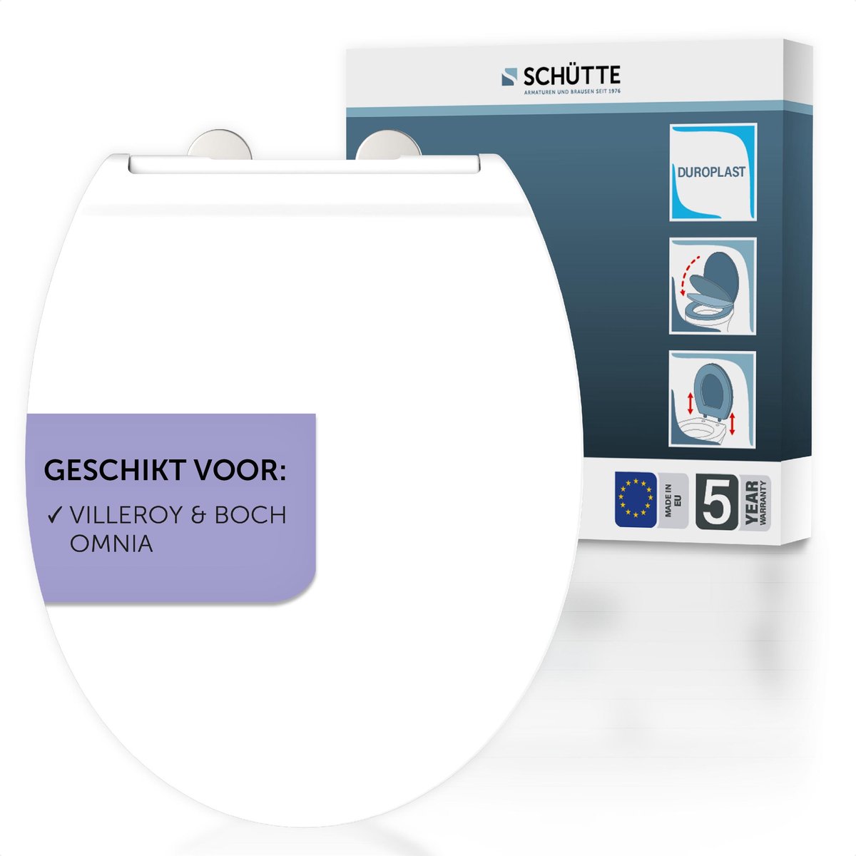 SCHÜTTE WC-Bril 82801 PRO 9 - Valrem - Afneembaar - Geschikt voor Villeroy & Boch OMNIA - Belastbaar tot 250 kg