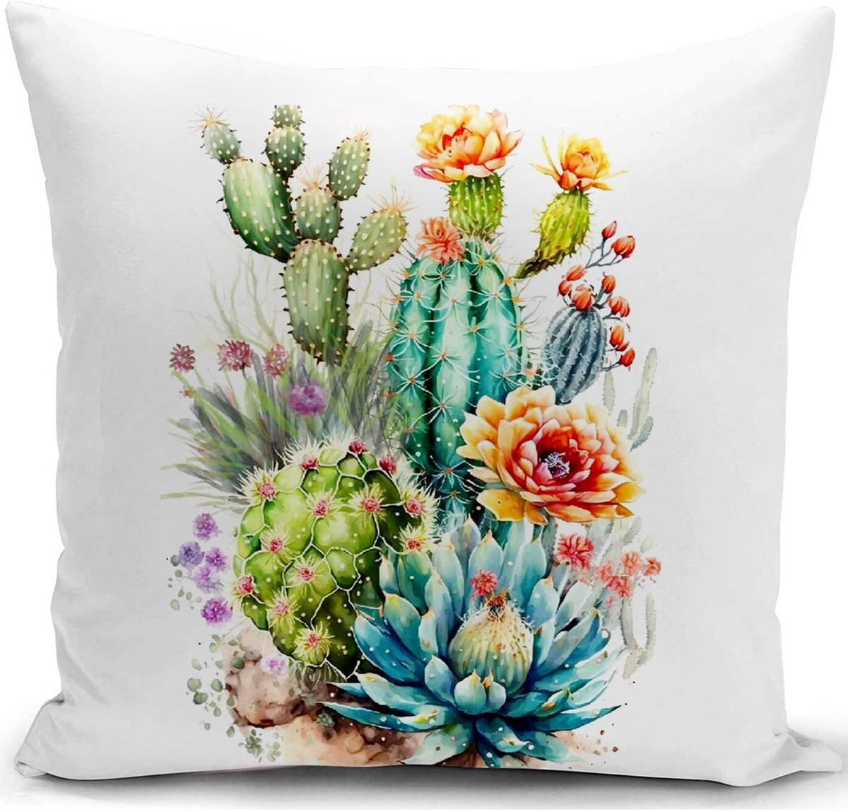 Ibenzoa Kussensloop 40x40 cm met Cactus Print voor Decoratie en Comfort