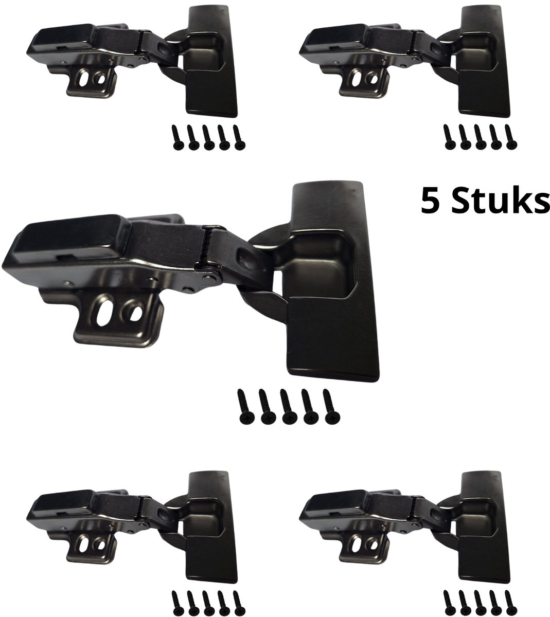 5x Hoexs Softclose Scharnier Voorliggend Zwart 110° | Keukenscharnieren | Heavy duty