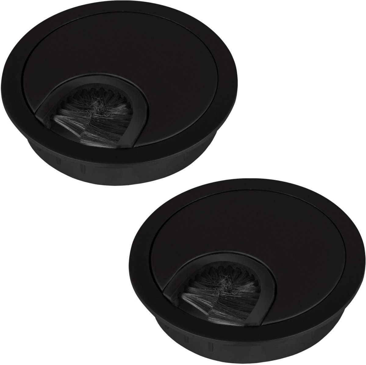 SOTECH 2 stuks Kabeldoorvoer metalen Boring afmeting Ø 68 mm zwart mat met borstelafdichting Buiten Ø 76 mm