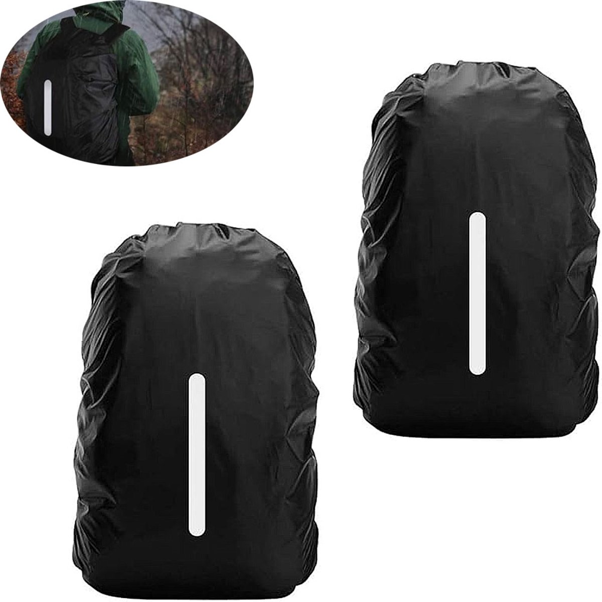 regenhoes rugzak - rugzakhoes-waterdichte rugzak hoes-waterdichte rugzakhoes 25-29 liter- Reflecterende Regenhoes-Small - Zwart-Backpack Hoes - Reflecterend - Regenhoes Rugzak Waterdicht