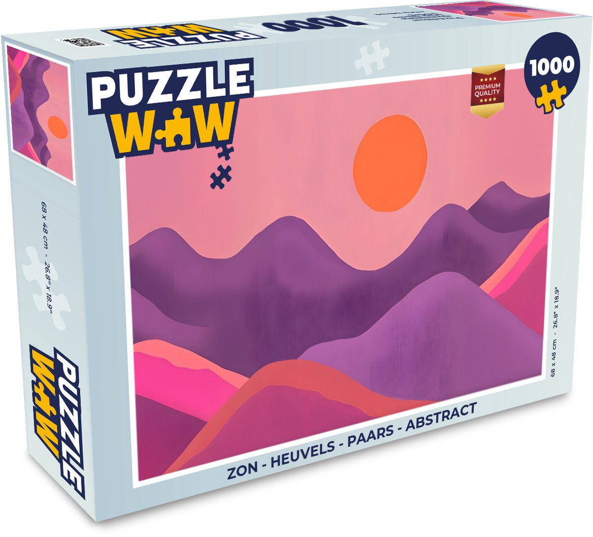 Puzzel Zon - Heuvels - Paars - Abstract - Legpuzzel - Puzzel 1000 stukjes volwassenen