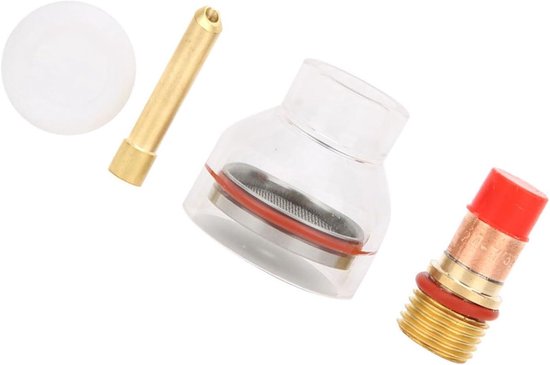 Gaslensring en Glazen Beker voor TIG Lassen, Geschikt voor WP-17/18/26 Toorts, Argonbooglassen Accessoires, Inclusief Spantang en Collet Body, 2.4 mm