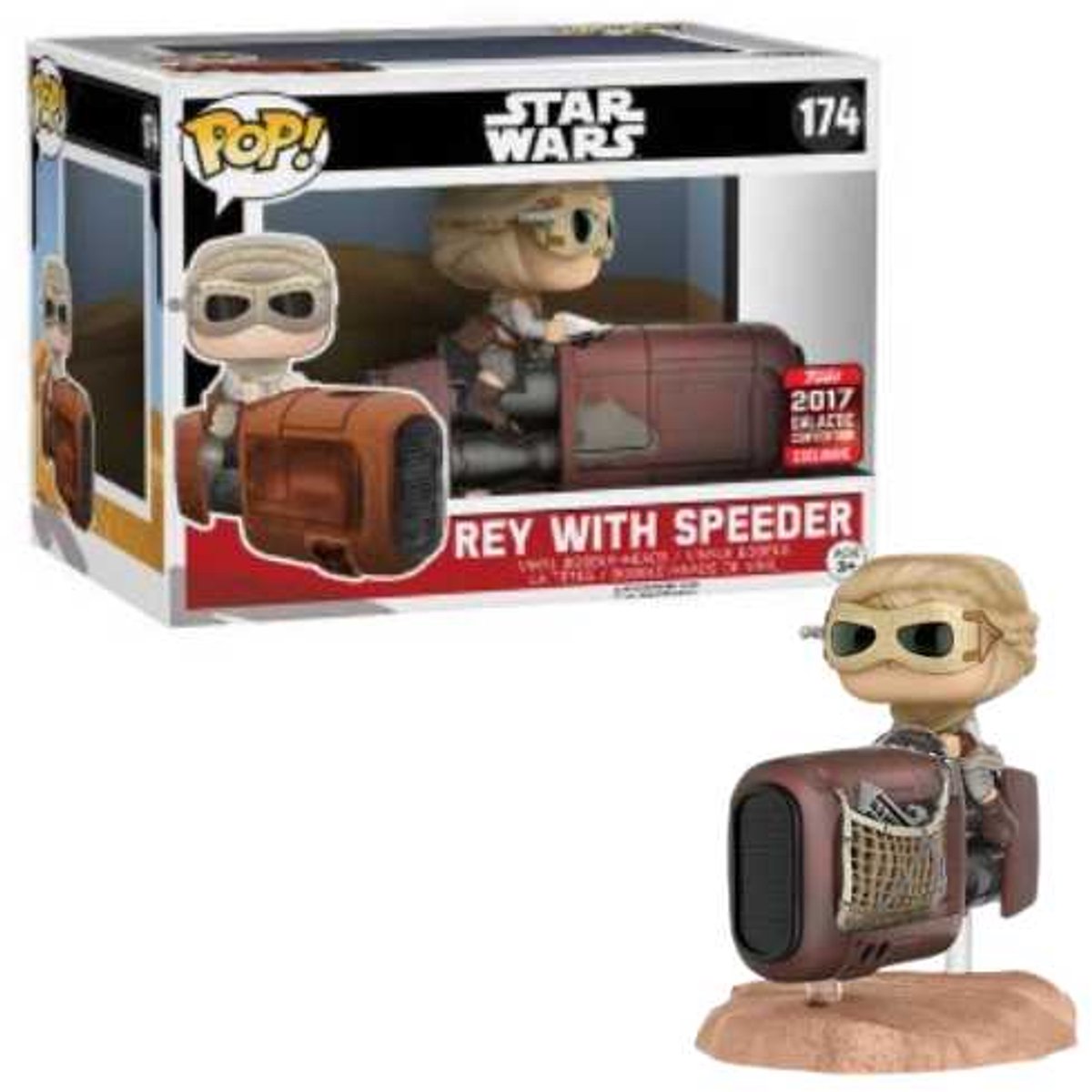 Funko Pop! Star Wars: Rey with Speeder #174 2017 Galactic Convention [Box conditie 6.5/10]