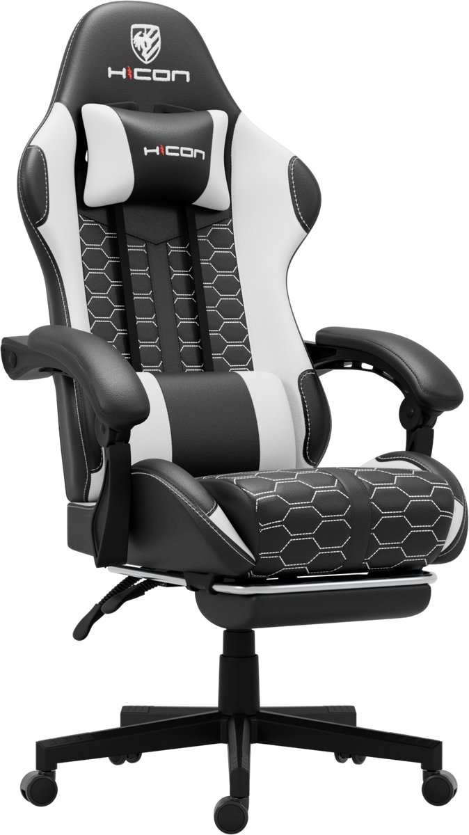 HICON Lambeth Gamestoel Verstelbaar Zwart/Wit Max 150 kg - afbeelding 3