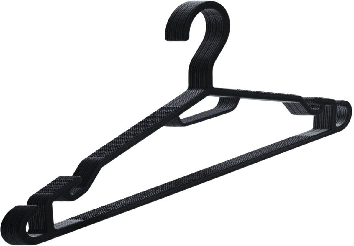 Universele kleerhangers - ruimtebesparend - set van 10 - zwart - kunststof