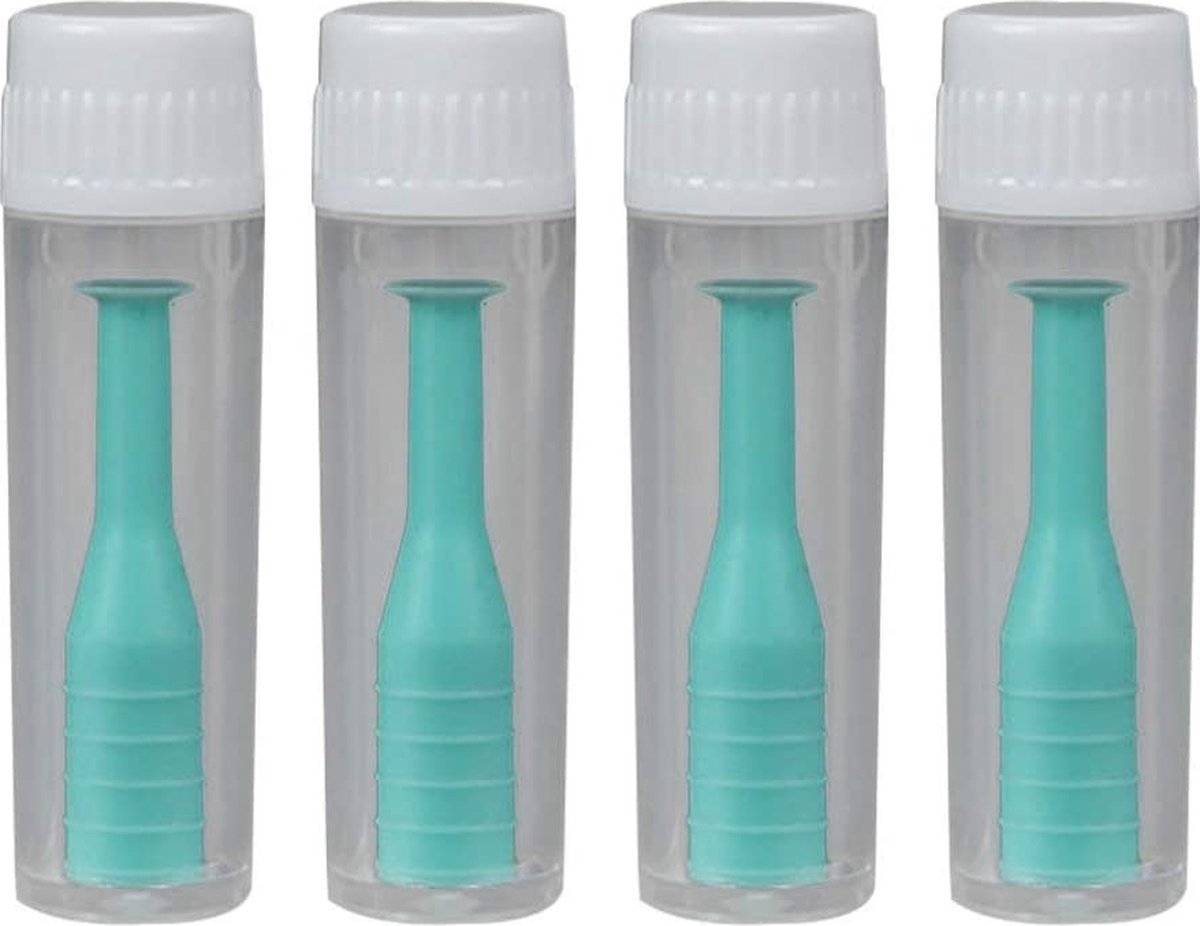 Lenzen Zuignap - 4x stuks - Lens ploffertje - Contactlenshouder - Lenzenvloeistof - Lenzen Pincet - Harde lenzen - Lenzendoosje - Lichtblauw