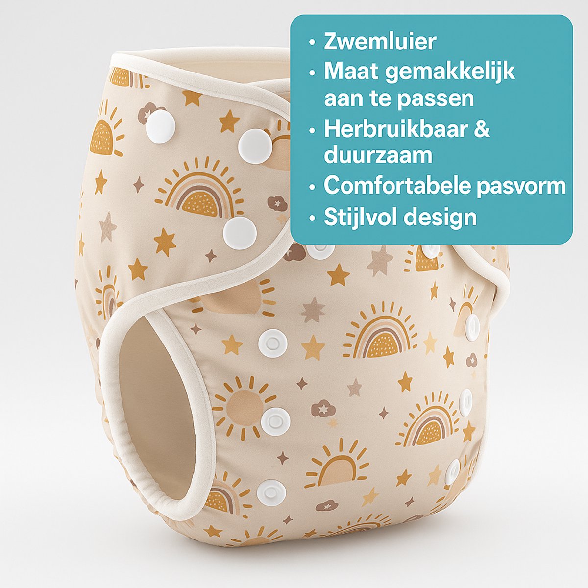 Goedkoopste BonBini's®- zwemluier - Sunshine taupe - wasbare luier - Anti Doorlekken Comfort voor zwemmen en vakantie - herbruikbare luier