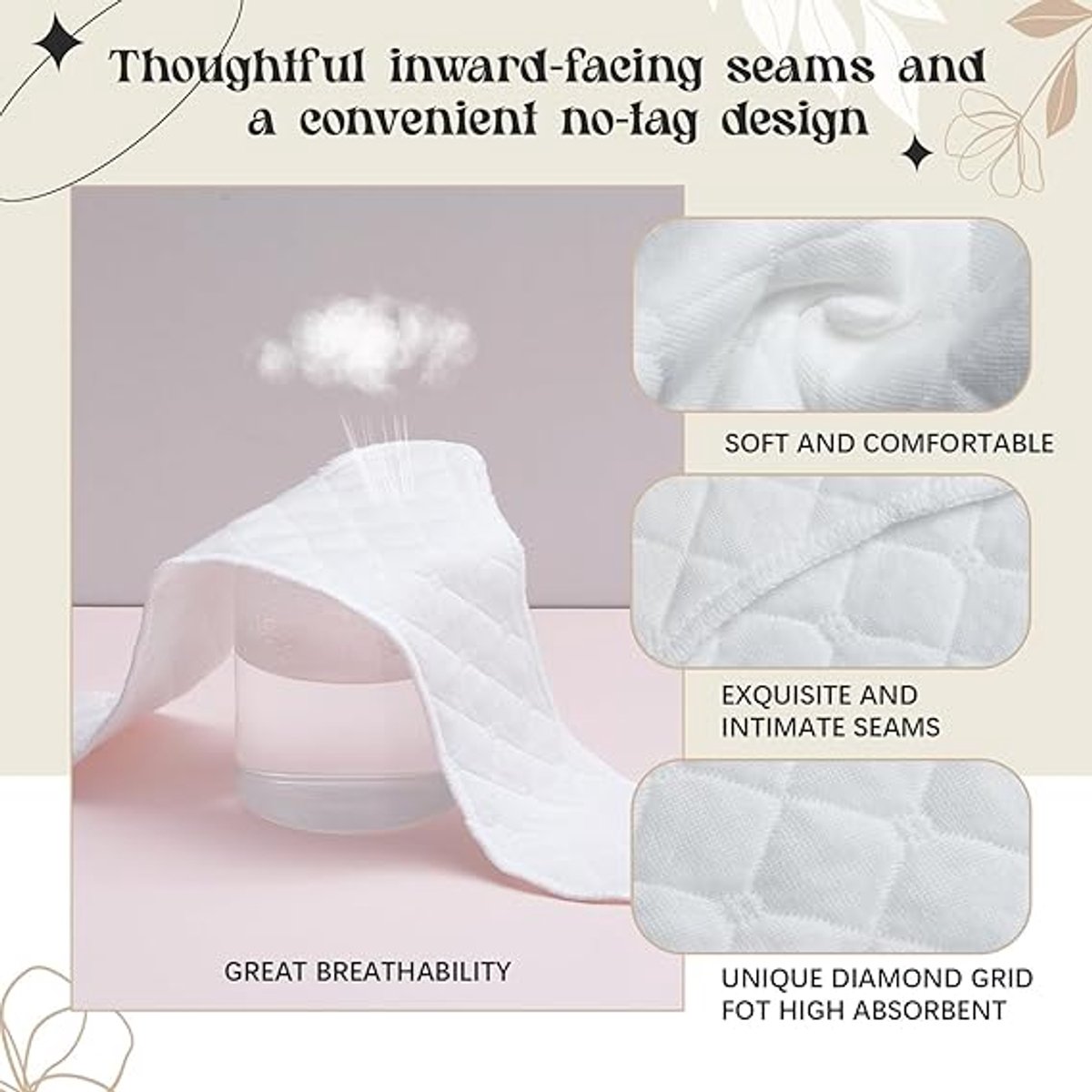 Lot De 4 Coussinets De Soutien-Gorge Coton - Absorbants Transpiration | Réutilisables, Lavables | Sport, Quotidien