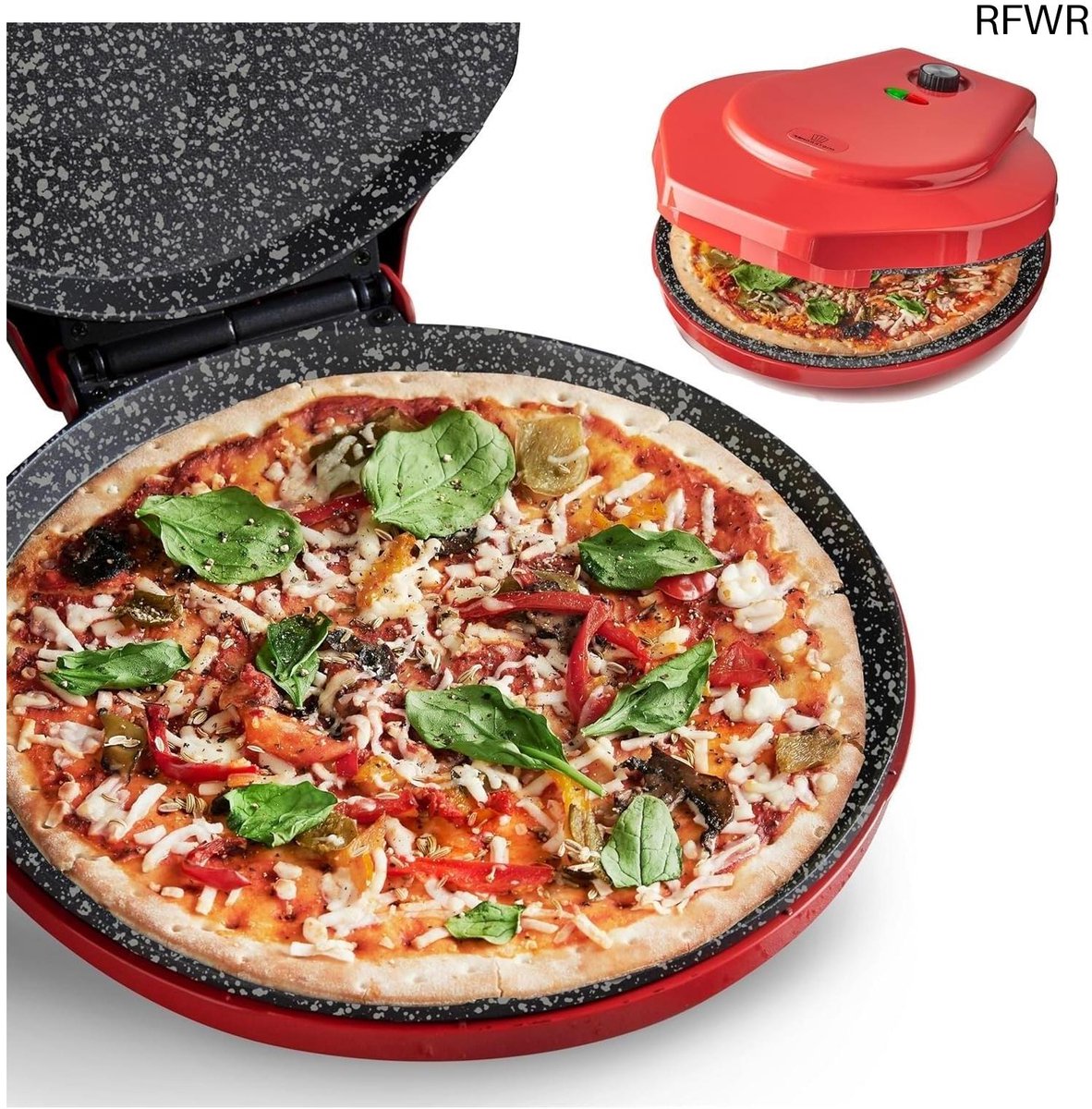 RFWR® Pizza Maker 1450W met keramische platen voor 30 cm pizza's