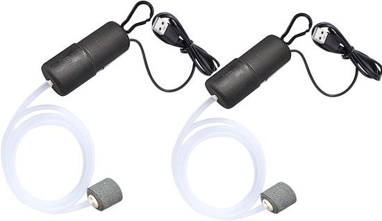LNIDEAS Oplaadbare aquariumluchtpomp met 1 uitlaat voor vissen in de open lucht en stroomuitval, instelbaar debiet 1,5 l/min, ultrastil (1 uitgang