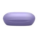 Paarse oplaadcase voor JBL Sense Lite oordopjes, gesloten, van voren gezien.