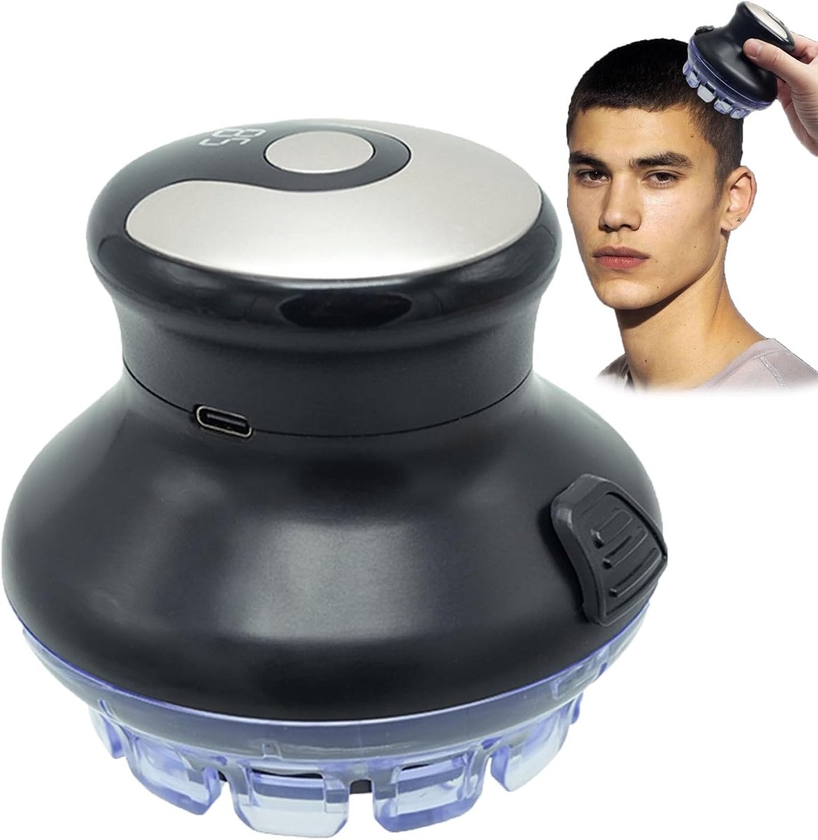 Draadloze ronde tondeuse met LED-display, ronde tondeuse voor mannen, elektrische tondeuse, waterdichte elektrische tondeuse voor mannen, USB-oplaadbare tondeuse (1 set)