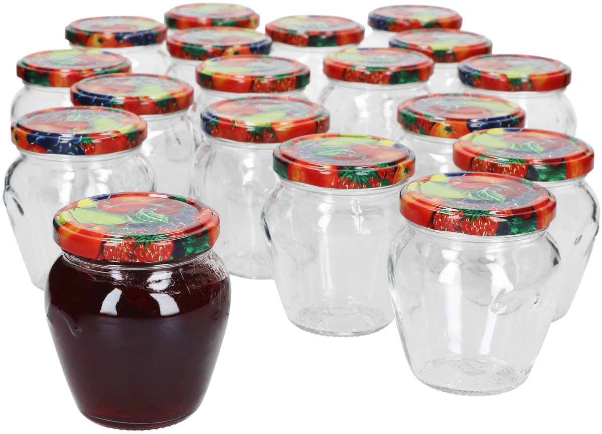 18-delige set jampot Vaso Orcio 212ml + To63 deksel fruit
