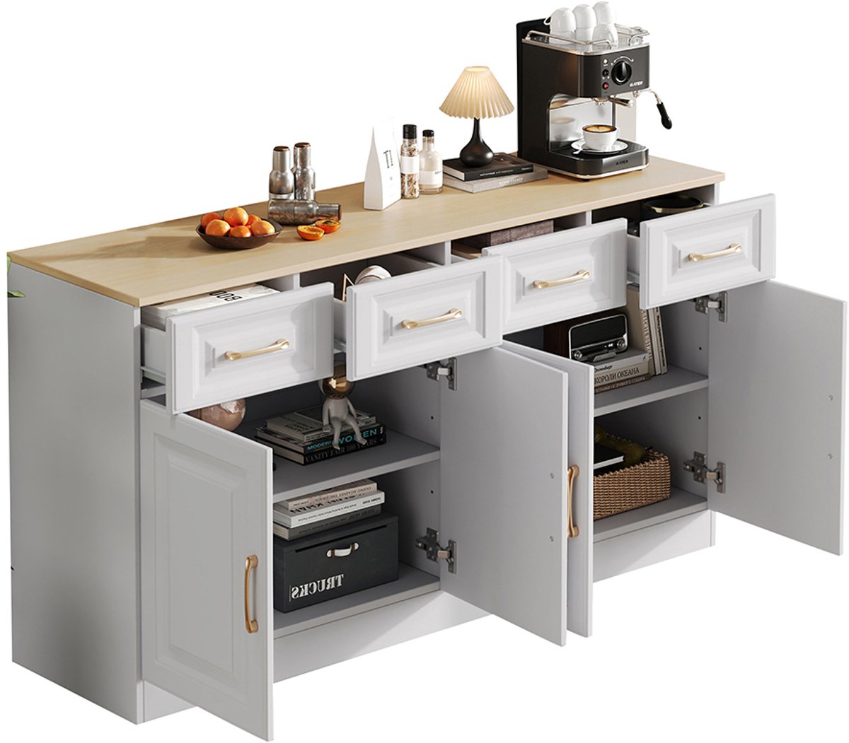 Dressoir – Keukenkast Met 3 Deuren – Opbergkast Voor Woonkamer Eetkamer Of Keuken