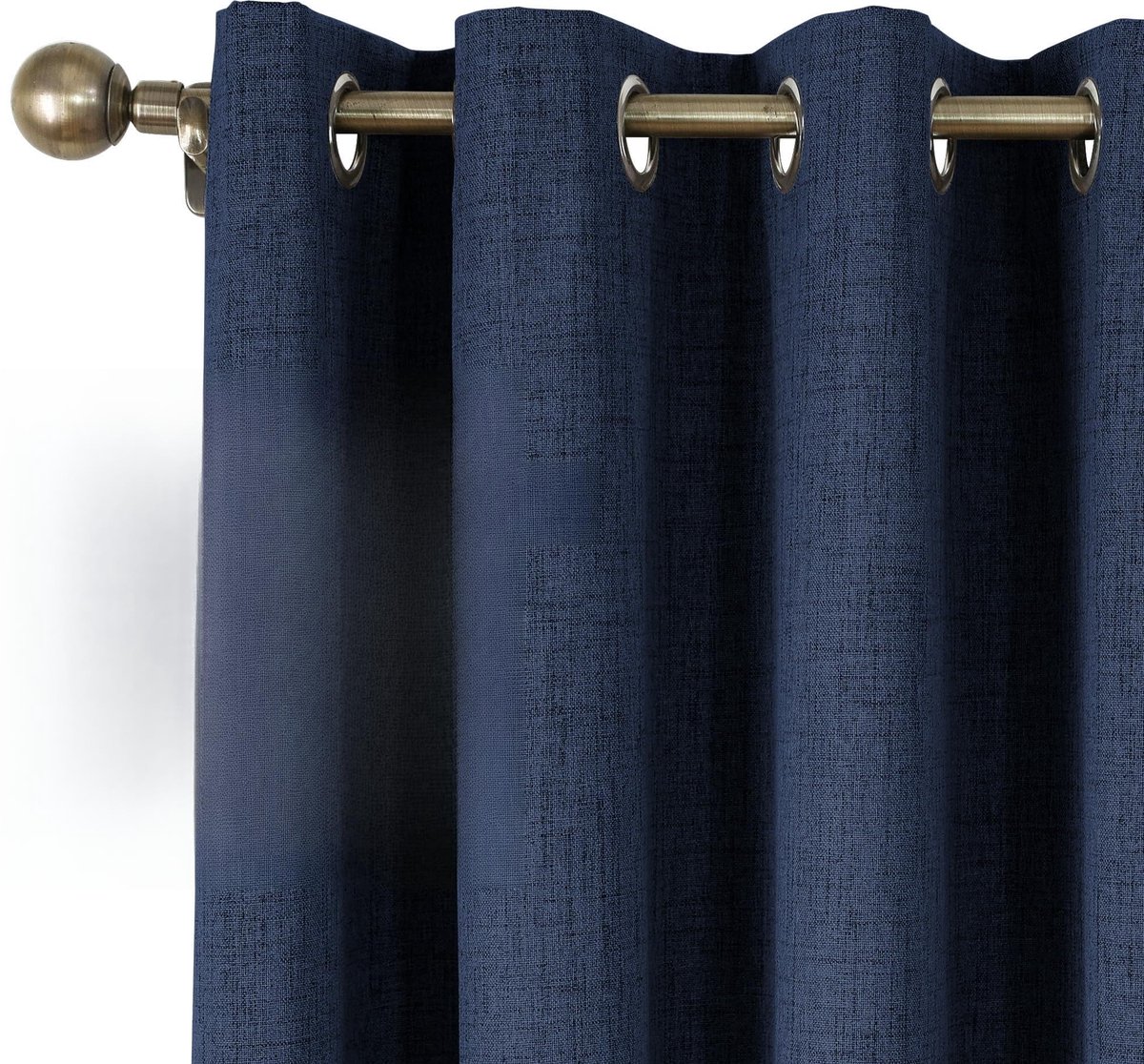 Ibenzoa® Geluidsisolerende Thermische Verduisteringsgordijnen van Linnen met Ringen, Marineblauw, 175 x 140 cm, Set van 2