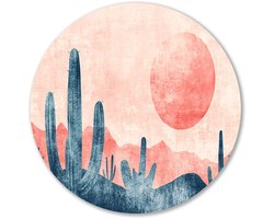 Woestijnlandschap met zon en cactussen - Woestijn rond schilderij - Wandschaal cactussen - Minimalisme - Wandobject Forex rond - Kunstwerken met modern design - muurcirkel forex 60x60 cm Woestijnlandschap met zon en cactussen - Woestijn rond schilderij - Wandschaal cactussen - Minimalisme - Wandobject Forex rond - Kunstwerken met modern design - muurcirkel forex 60x60 cm