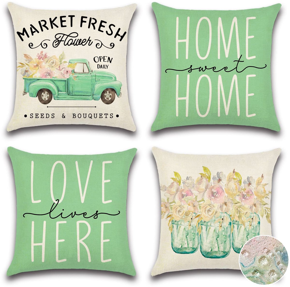 Ibenzoa Ademende Kussenhoezen Set - 45x45cm - Set van 4 voor Buiten en Binnen groen