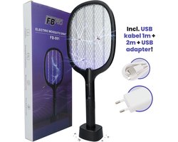 Elektrische Vliegenmepper met UV Muggenlamp - Oplaadbaar - Zwart
