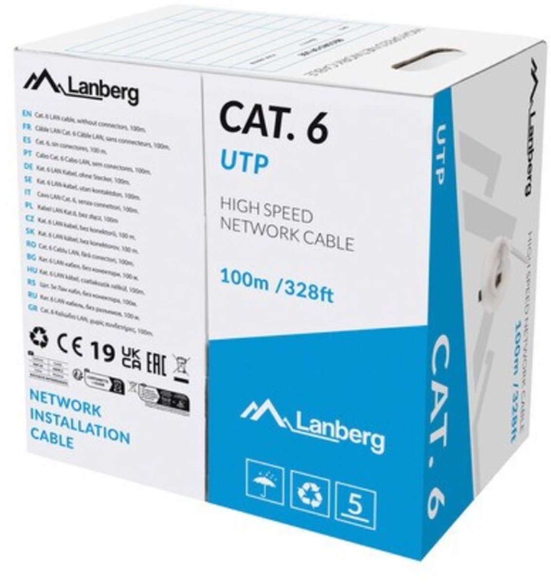 Stevige UTP-netwerkkabel categorie 6 Lanberg LCU6-11CU-0100-S