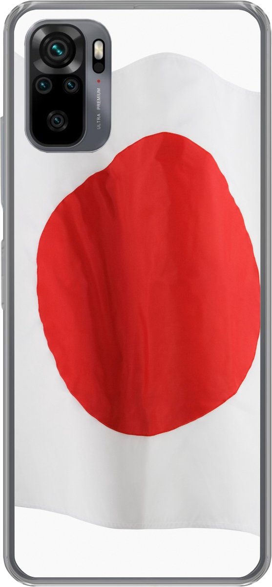 Telefoonhoesje Geschikt voor Xiaomi Geschikt voor Redmi Note 10 hoesje - De vlag van Japan op een witte achtergrond - Siliconen Telefoonhoesje Telefoonhoesje