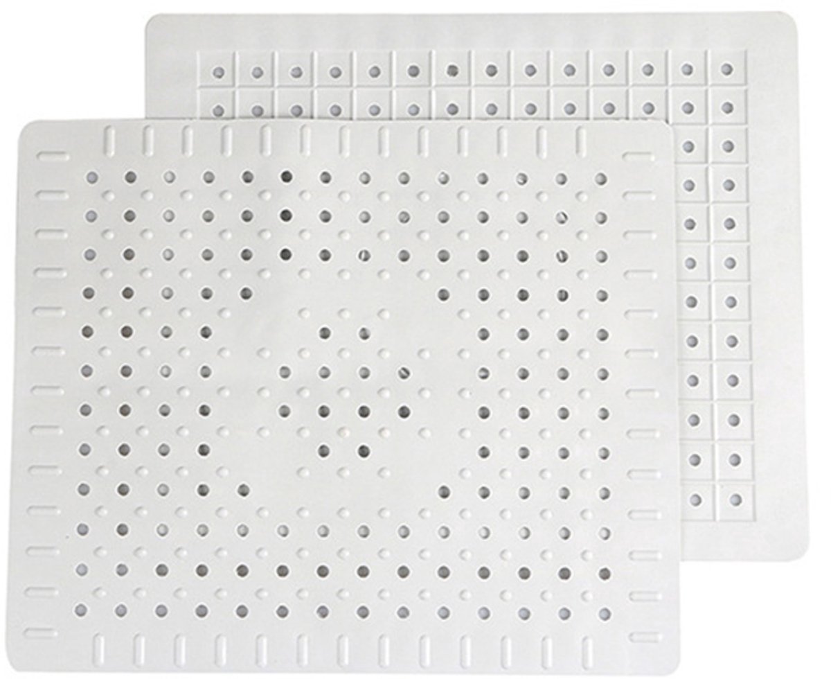 2 stuks Gootsteenmat - 31 x 26 cm - Rubber - Spoelbakmat - Spoelmat - Voor spoelbak - Mat - Spoelbakbescherming - Spatbescherming - Afdruipmat - Wit