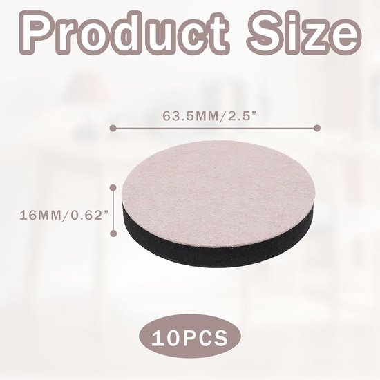 Pack of 10 Zelfklevende Furniture Riser met Viltbasis - Voet Tafelverhoger 6.5 cm Rond - Vilt Sofa Poten Verhogen - Meubel Booster voor Tafel - Stoel - Bank - Bed - Kast van Merkloos	 — afbeelding 4