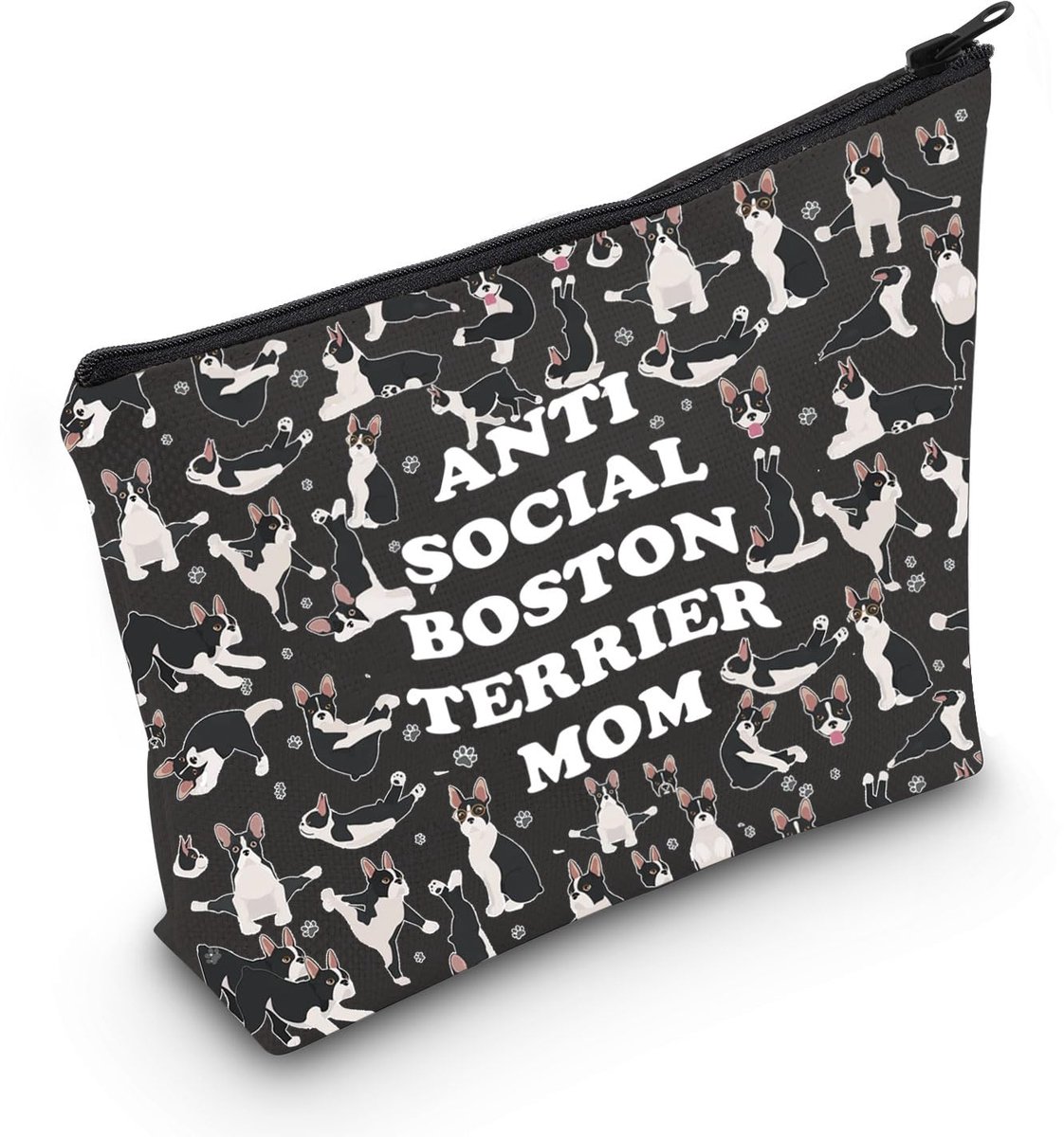 Boston Terrier Lover Gift Antisocial Boston Terrier Mother Makeup Bag Boston Terrier Owner Cosmetic Bag Who Loves Boston Terriers Gift, Terrier Mom Bag