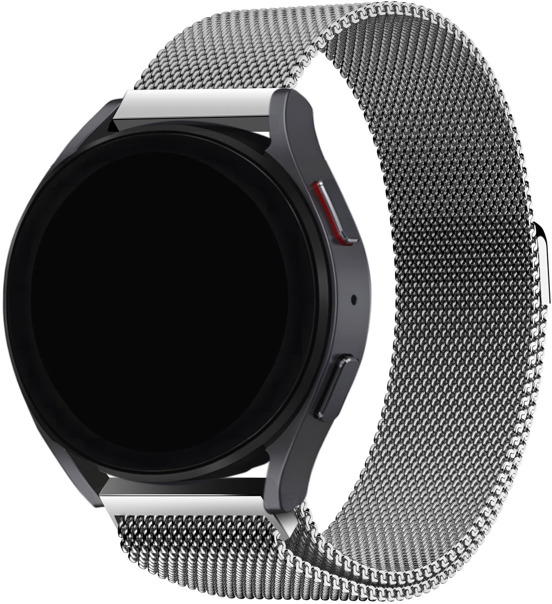 BALR 20mm Milanese band (zilver) – Geschikt voor Samsung Galaxy Watch 7/6/5/4, Watch Classic, Active, Huawei GT 3/Pro, Amazfit GTS/Bip, Polar Ignite/Unite/Pacer – Luxe metalen horlogebandje met magneetsluiting