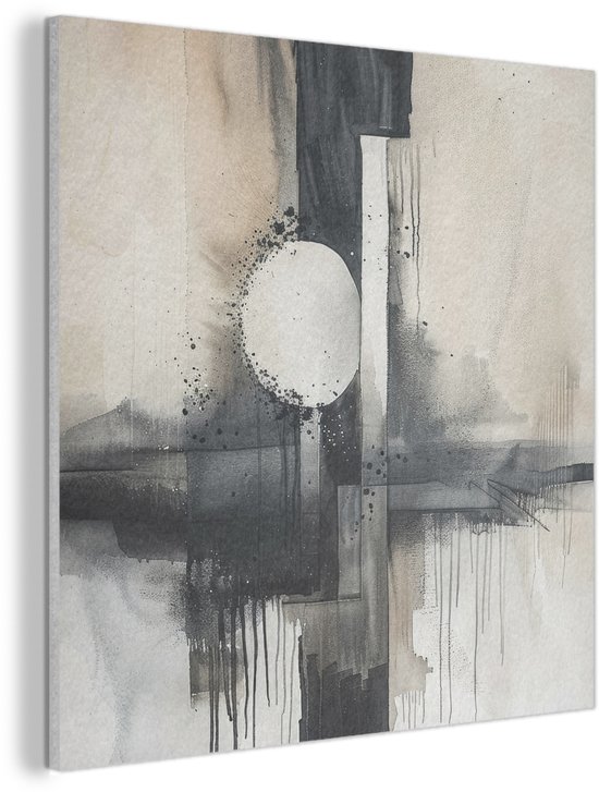 Akoestisch wandpaneel 60x60 cm - Vilt schilderij Abstract - Zwart wit ...