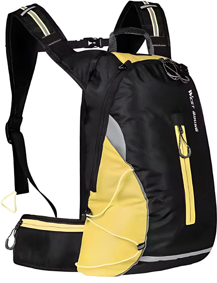 CarryQuest® - 16L MTB Fietsrugzak - Lichtgewicht, Ergonomisch, Reflectief - Reistas Rijuitrusting - 48x32x11 cm - Geel