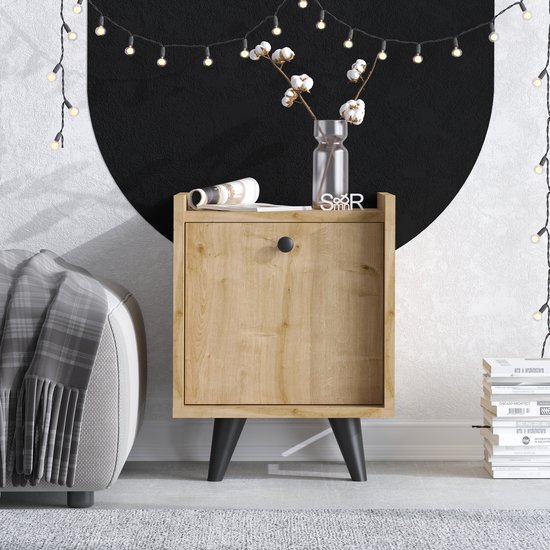 Volledig massief houten nachtkastje Slaapkamer Modern Eenvoudig Klein kastje Eenvoudig opbergrek Grenen kast Eenvoudig nachtkastje Beige (drie lagen van 45 cm) vision