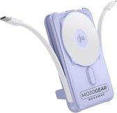 MOJOGEAR NovaMag All-in-1 Powerbank 10.000 mAh – Draadloos Qi2 supersnel opladen - Ingebouwde USB-C en Lightning kabel – Geschikt voor iPhone en Samsung - MagSafe powerbank - LED-indicator - Noodpakket powerbank - Kerstcadeau - Paars