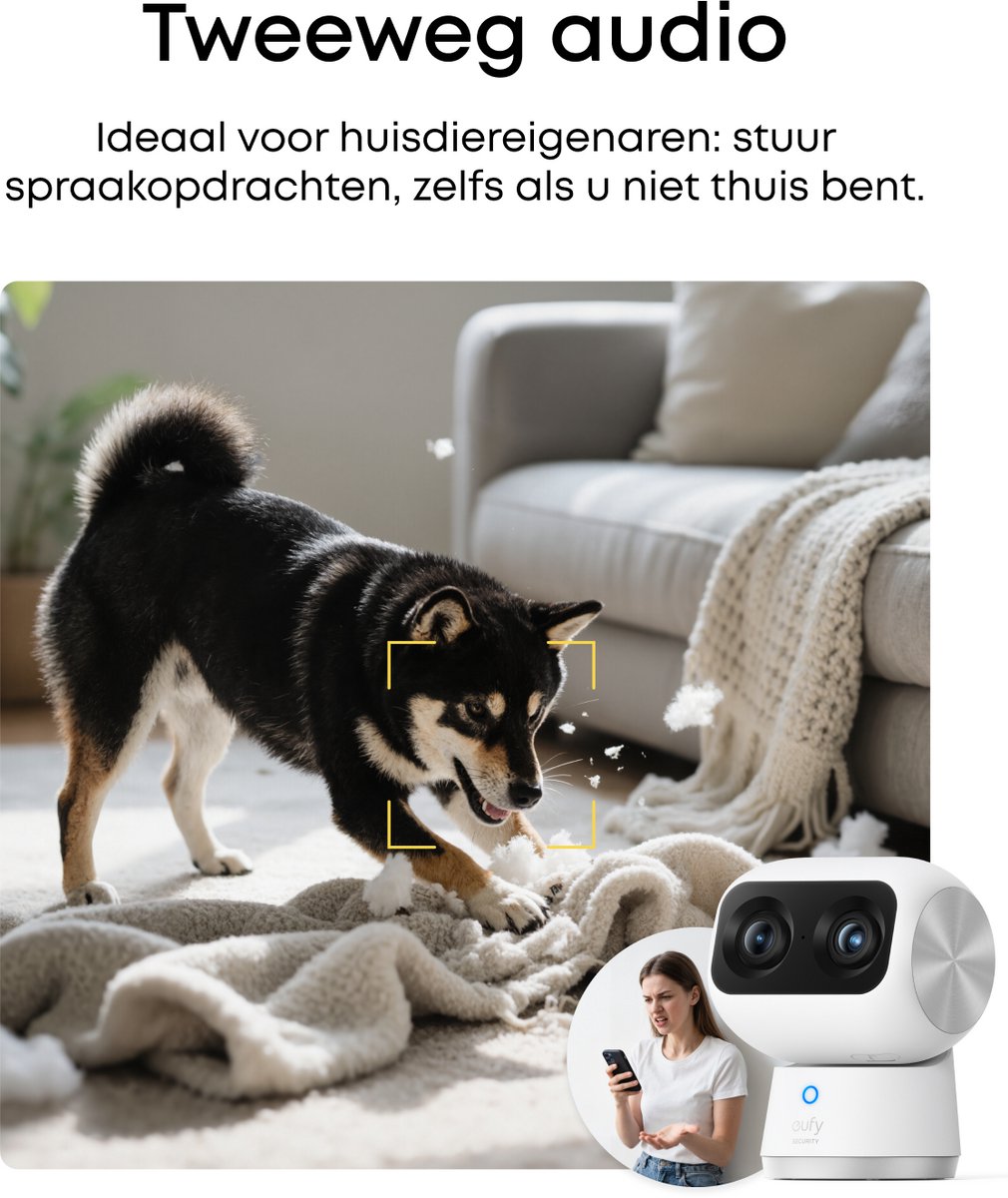 eufy Security S350 Binnencamera 4K UHD Dual-Cam 360° - afbeelding 3