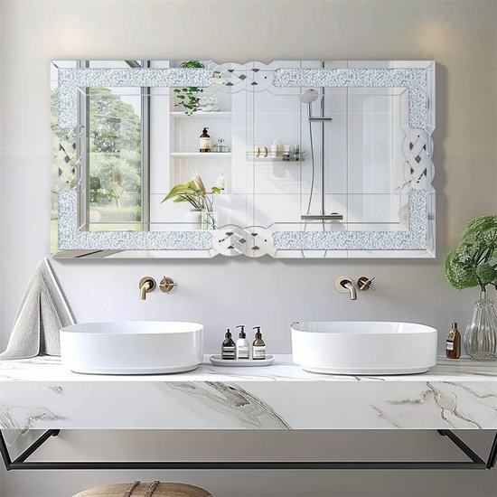 Snowdool Zwarte Wandspiegel, 45x65cm Rechthoekig Frame Kaptafelspiegel, Hangt Horizontaal of Verticaal Decoratief voor Kleedkamer, Badkamer, Slaapkamer, Woonkamer